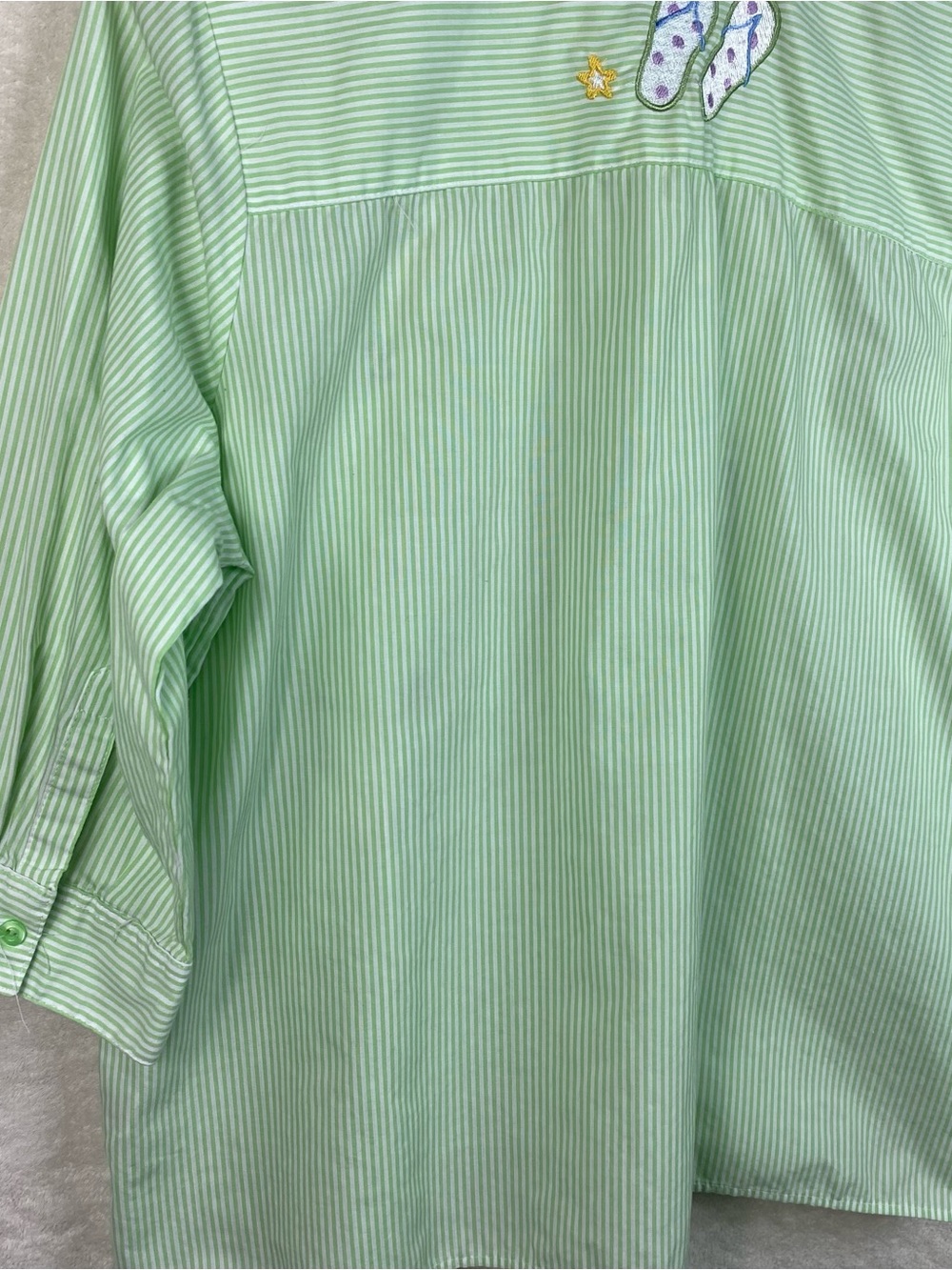Breckenridge Plus 1X Green 3/4 Sleeve Button Down Shirt Flip Flop Embroidered - Picture 9 of 14